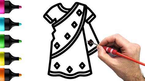 Learn to Draw a Beautiful Sari for Kids and Toddlers .